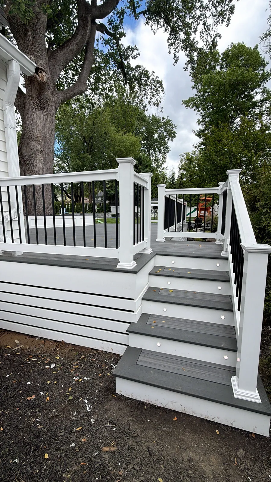 Composite deck with black railings