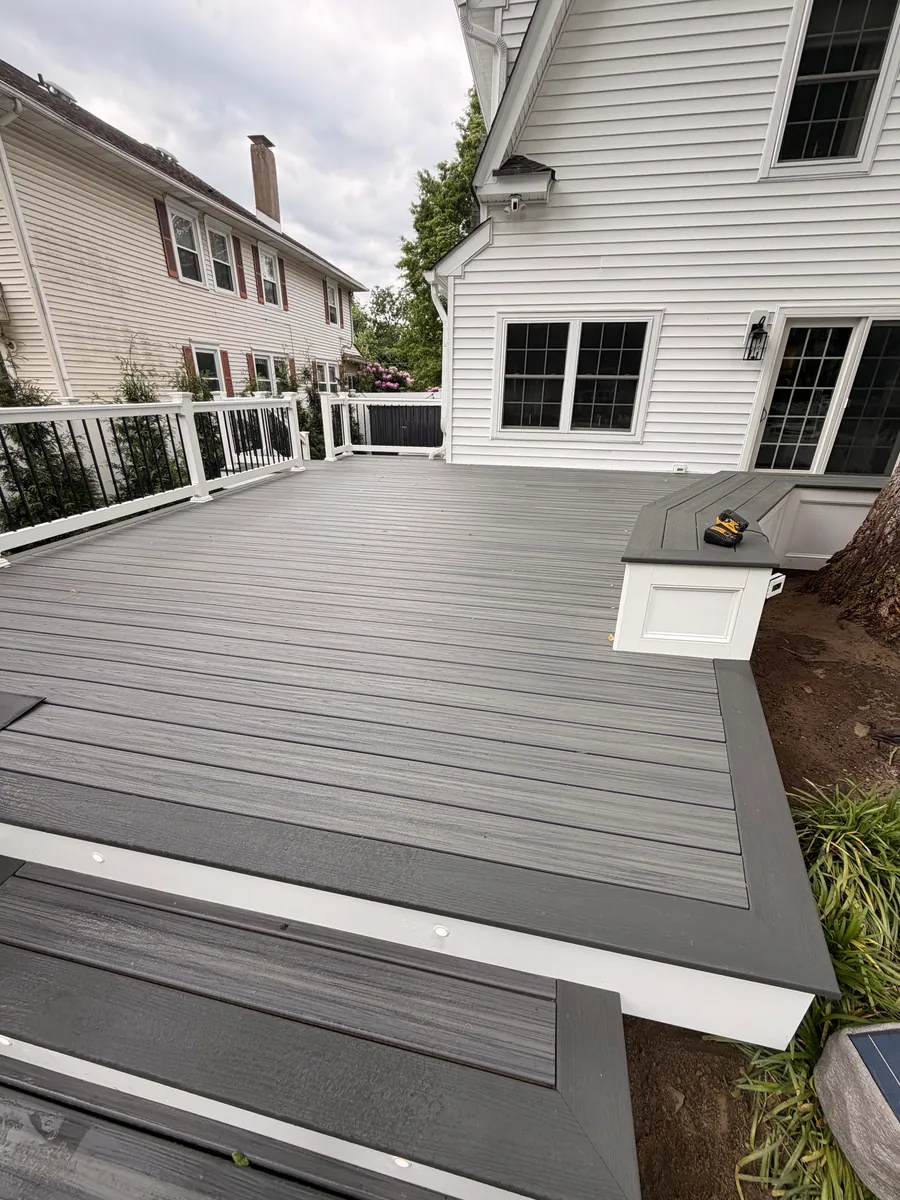 Large composite deck with railing and stairs