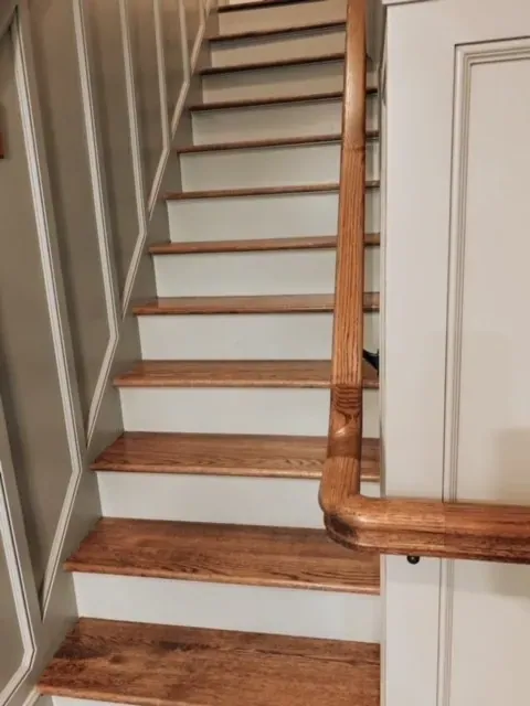 Stair with wood treads and painted risers