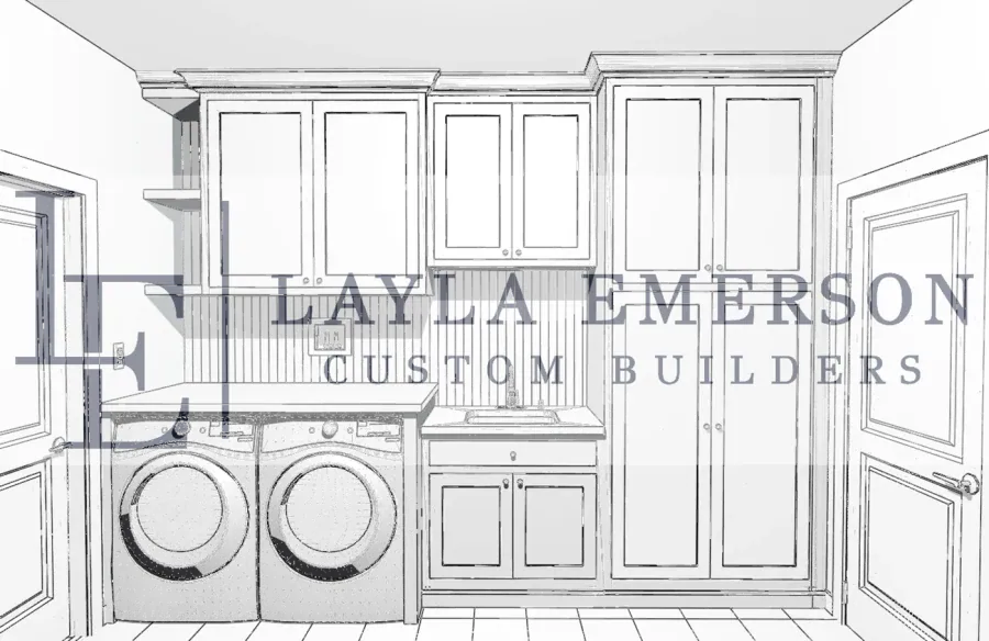 Millwork elevation drawing for a laundry room