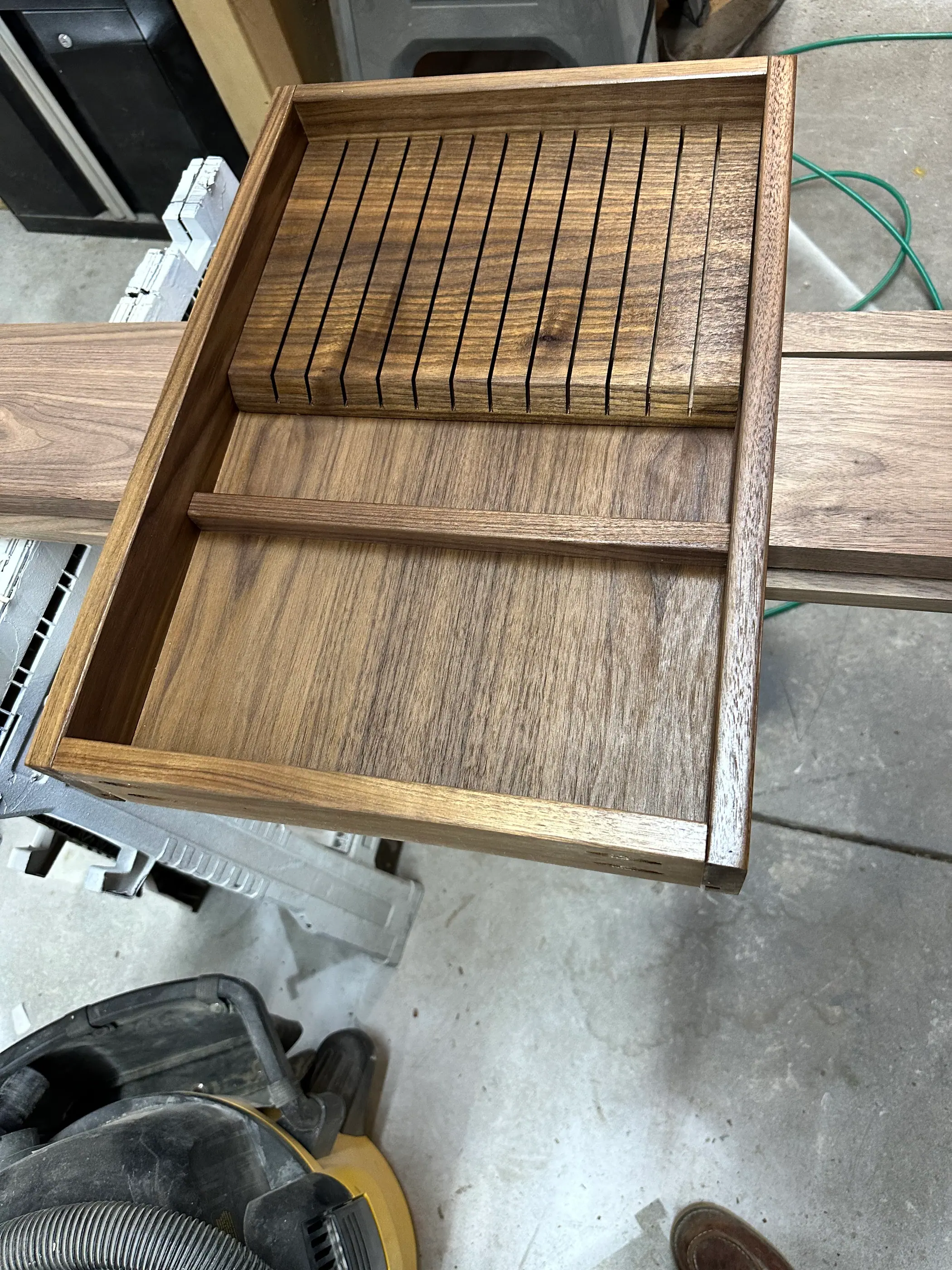 Cabinet door on the bench in the shop