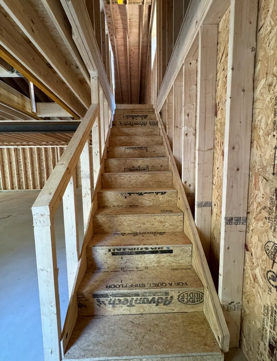 Framed stair run in a new build